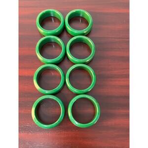 VTG Napkin Rings Set of 8 Green Plastic Made in Greece Holidays Christmas